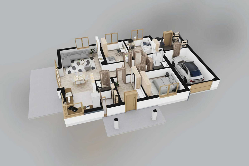Projekt domu Ercor DM-6877 - rzut 3D parteru
