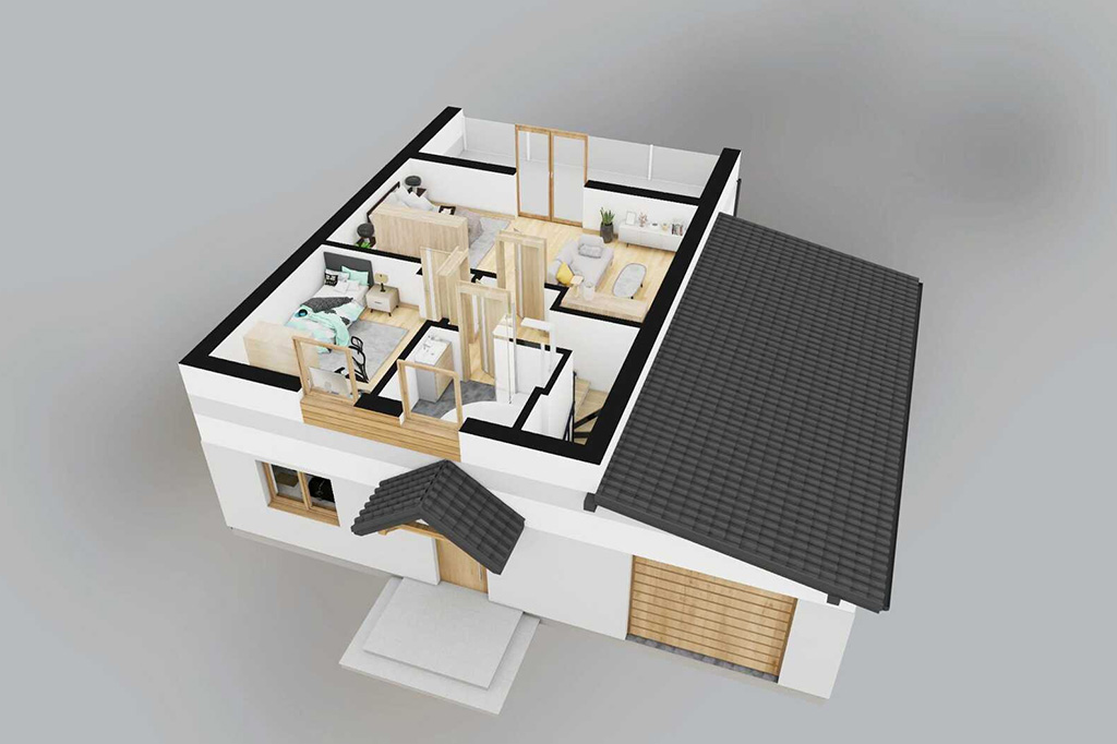 Projekt domu Santonio DM-6878 - rzut 3D poddasza