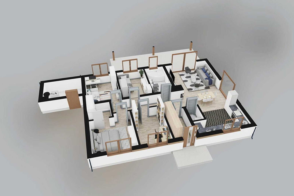 Projekt domu Lucus DM-6880 - rzut 3D parteru