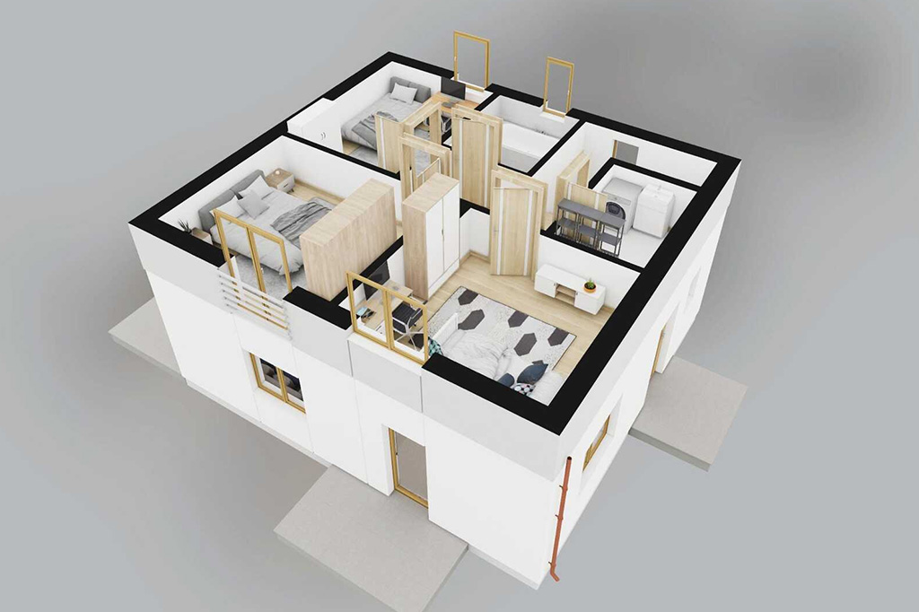 Projekt domu Trimon DM-6881 - rzut 3D poddasza