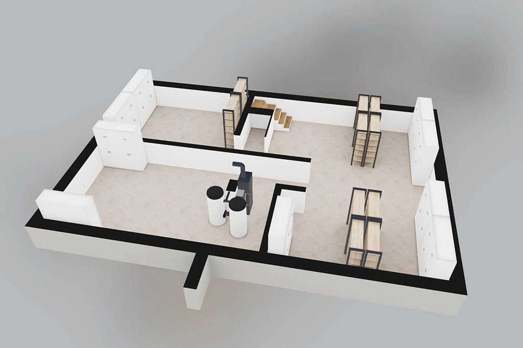 Projekt domu Xantus DM-6886 - rzut 3D piwnicy