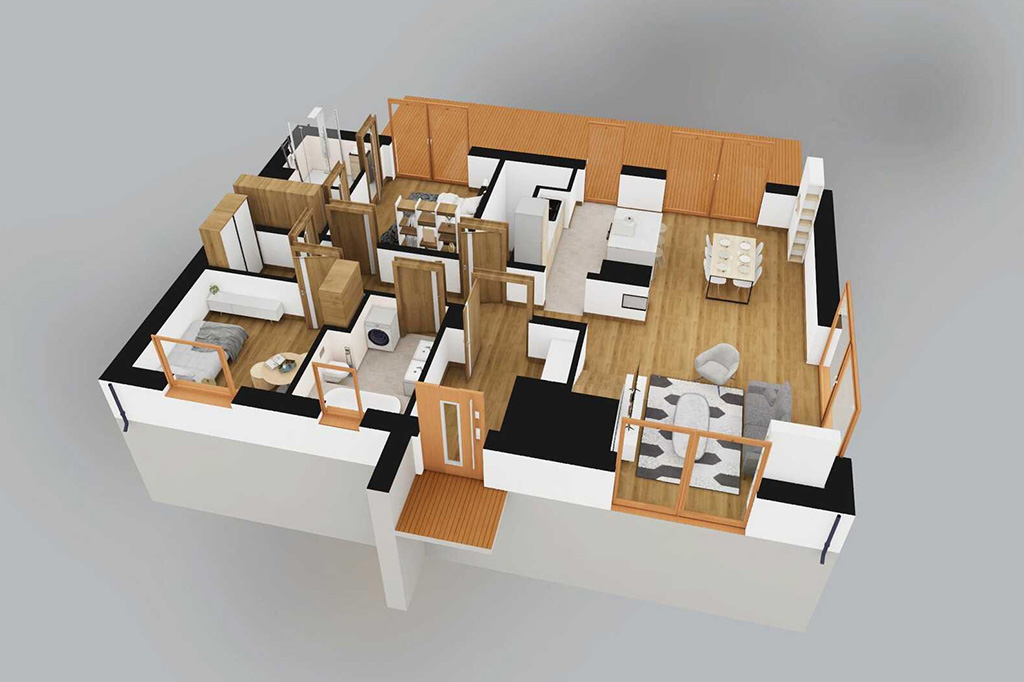 Projekt domu Xantus DM-6886 - rzut 3D parteru