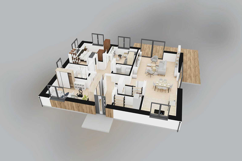 Projekt domu Erugia DM-6887 - rzut 3D parteru