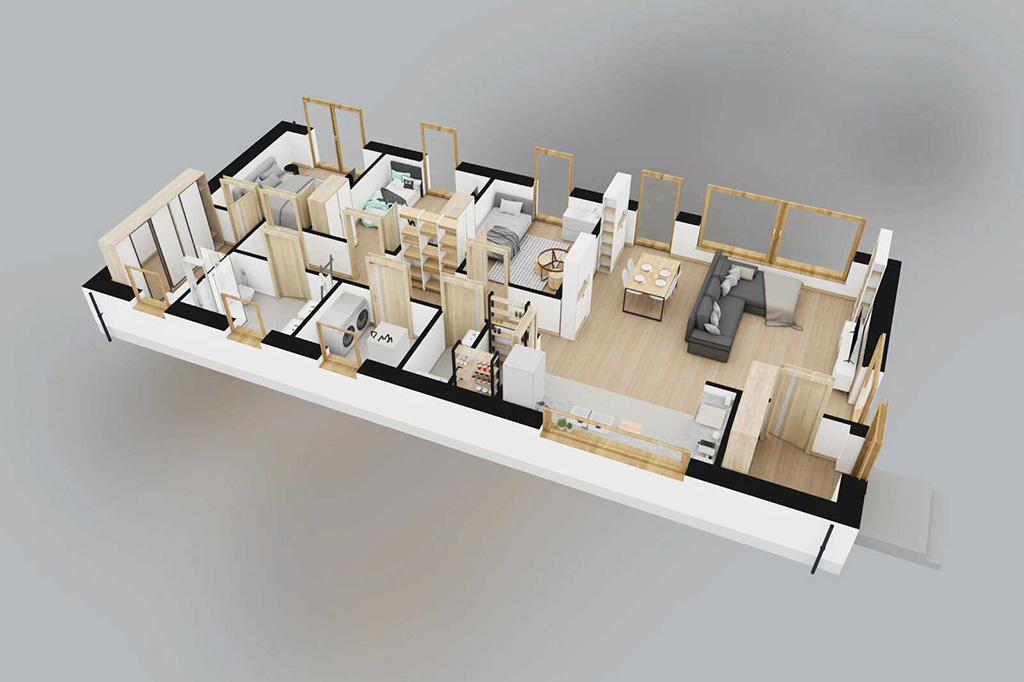 Projekt domu Rodanos DM-6890 - rzut 3D parteru