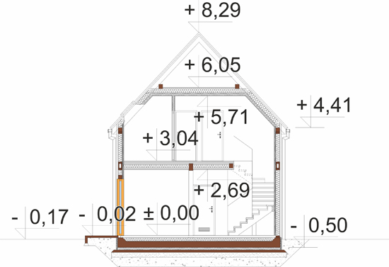 Projekt domu Vetera DM-6904 - przekrój A-A