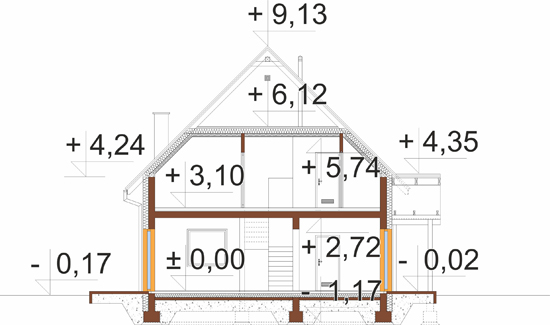 Projekt domu Rafe DM-6905 - przekrój A-A