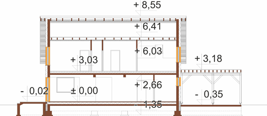 Projekt domu Aveno DM-6911 - przekrój B-B