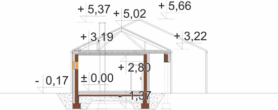 Projekt domu Ragon DM-6912 - przekrój A-A