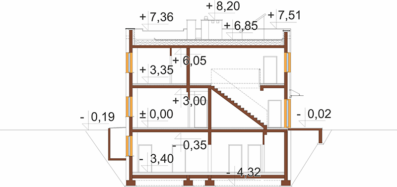 Projekt domu Vicus DM-6913 – przekrój A-A