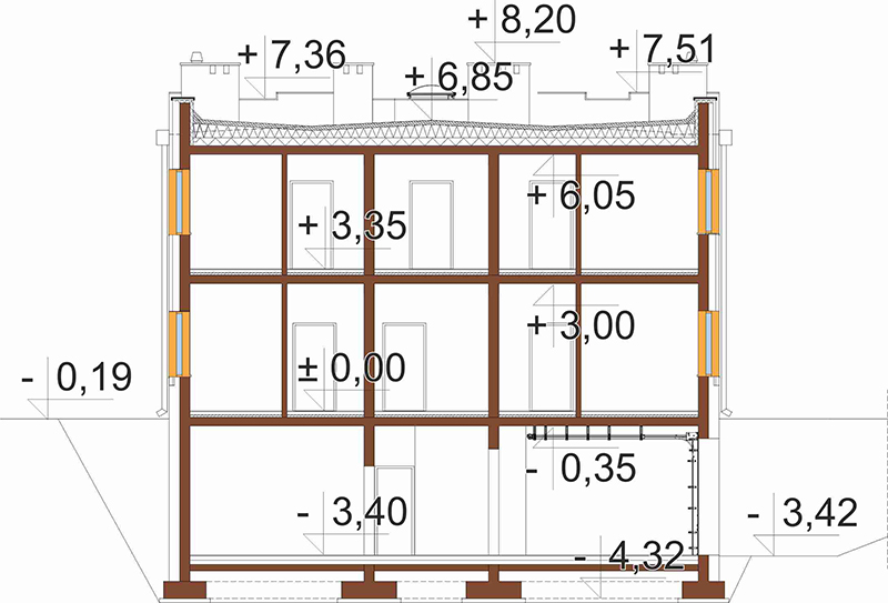 Projekt domu Vicus DM-6913 – przekrój B-B