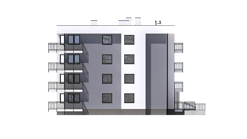 Projekt budynku wielorodzinnego DM-6915 – elewacja lewa