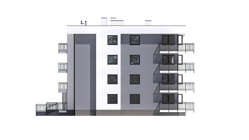 Projekt budynku wielorodzinnego DM-6915 – elewacja prawa