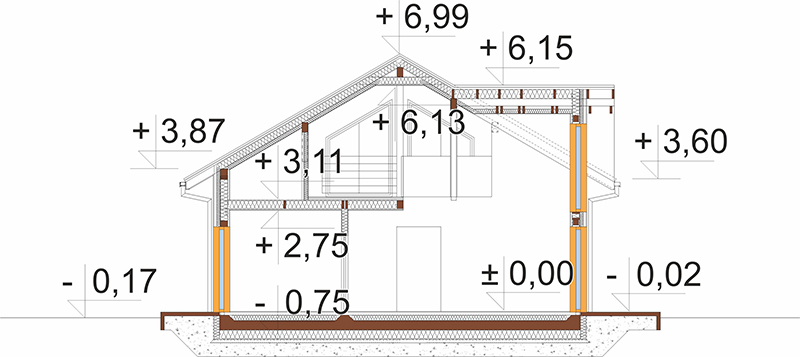 Projekt domu Ennea DM-6916 - przekrój A-A