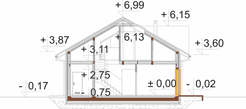 Projekt domu Ennea DM-6916 - przekrój B-B