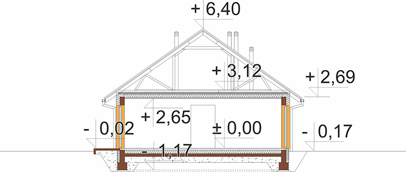 Projekt domu Irpi DM-6920 - przekrój A-A