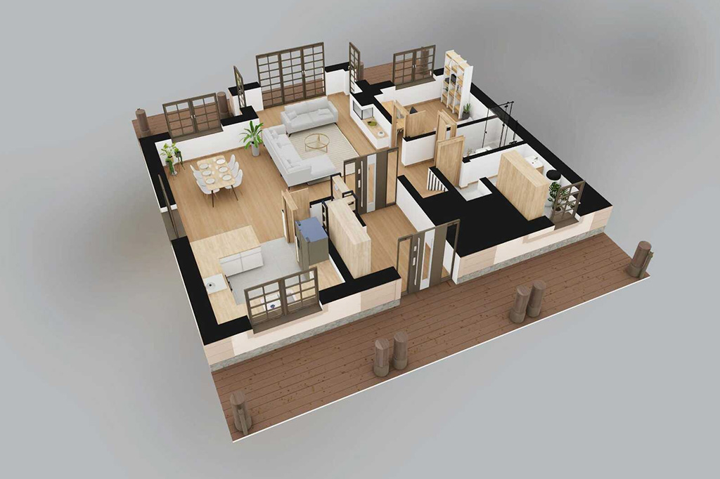 Projekt domu Unqa DM-6923 - rzut 3D parteru