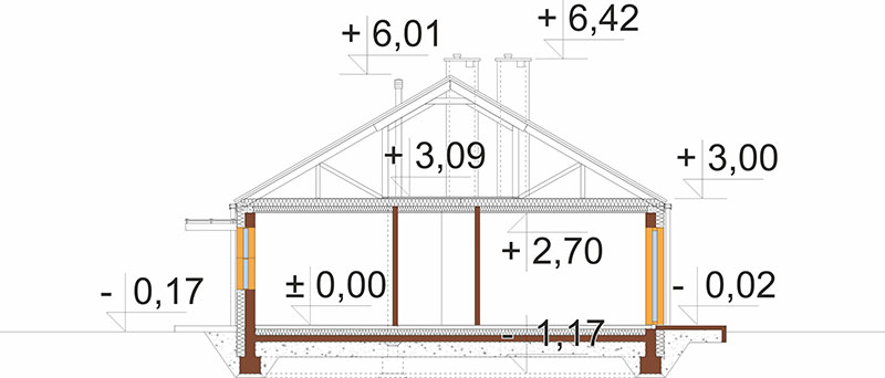 Projekt domu Metellin DM-6925 – przekrój A-A