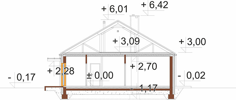 Projekt domu Metellin DM-6925 – przekrój B-B