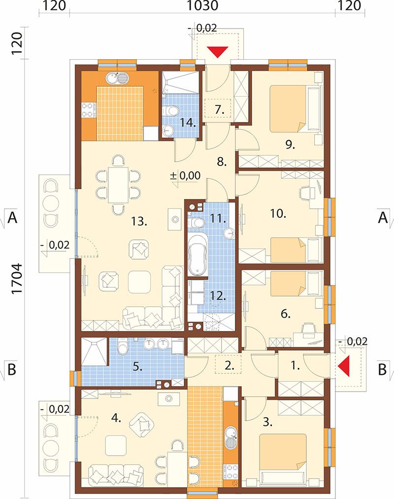 Projekt domu Metellin DM-6925 – rzut parteru