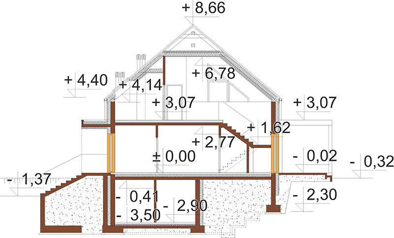 Projekt domu Xedo DM-6927 – przekrój B-B