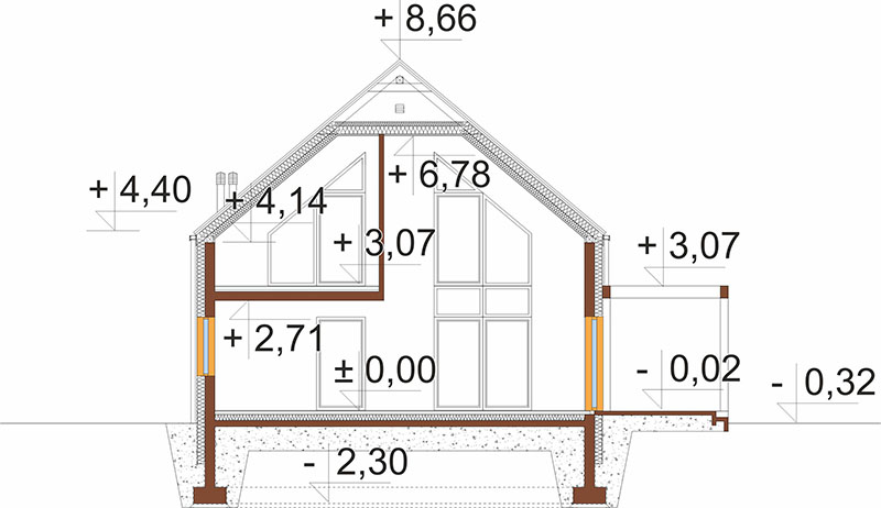 Projekt domu Xedo DM-6927 – przekrój C-C