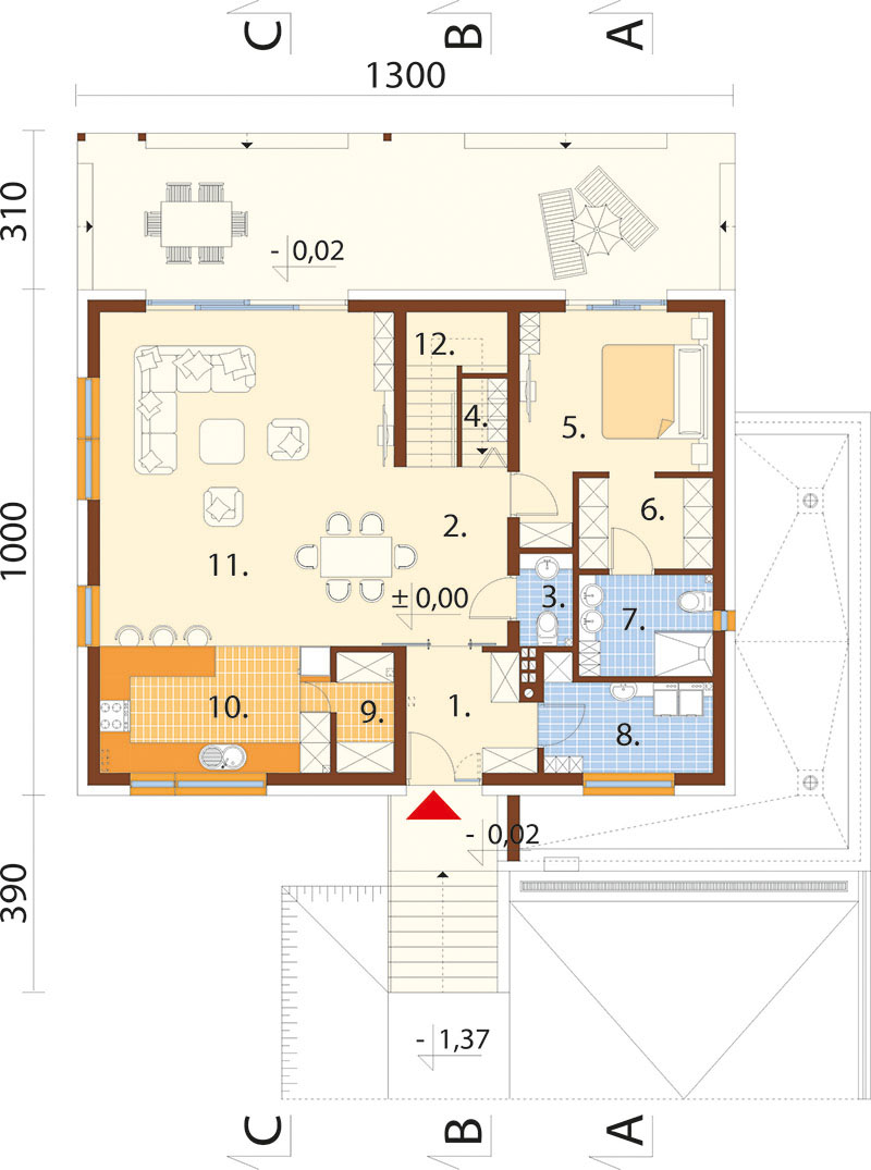 Projekt domu Xedo DM-6927 – rzut parteru