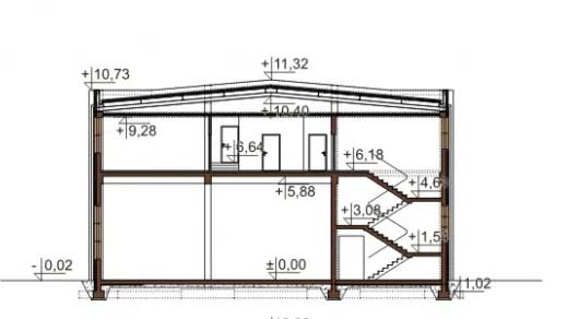 Projekt budynku biurowo - magazynowego K-116 - przekrój B-B