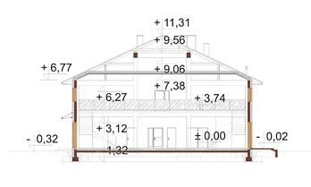 Projekt restauracji z motelem K-145 - przekrój A-A