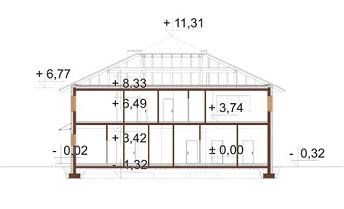 Projekt restauracji z motelem K-145 - przekrój D-D