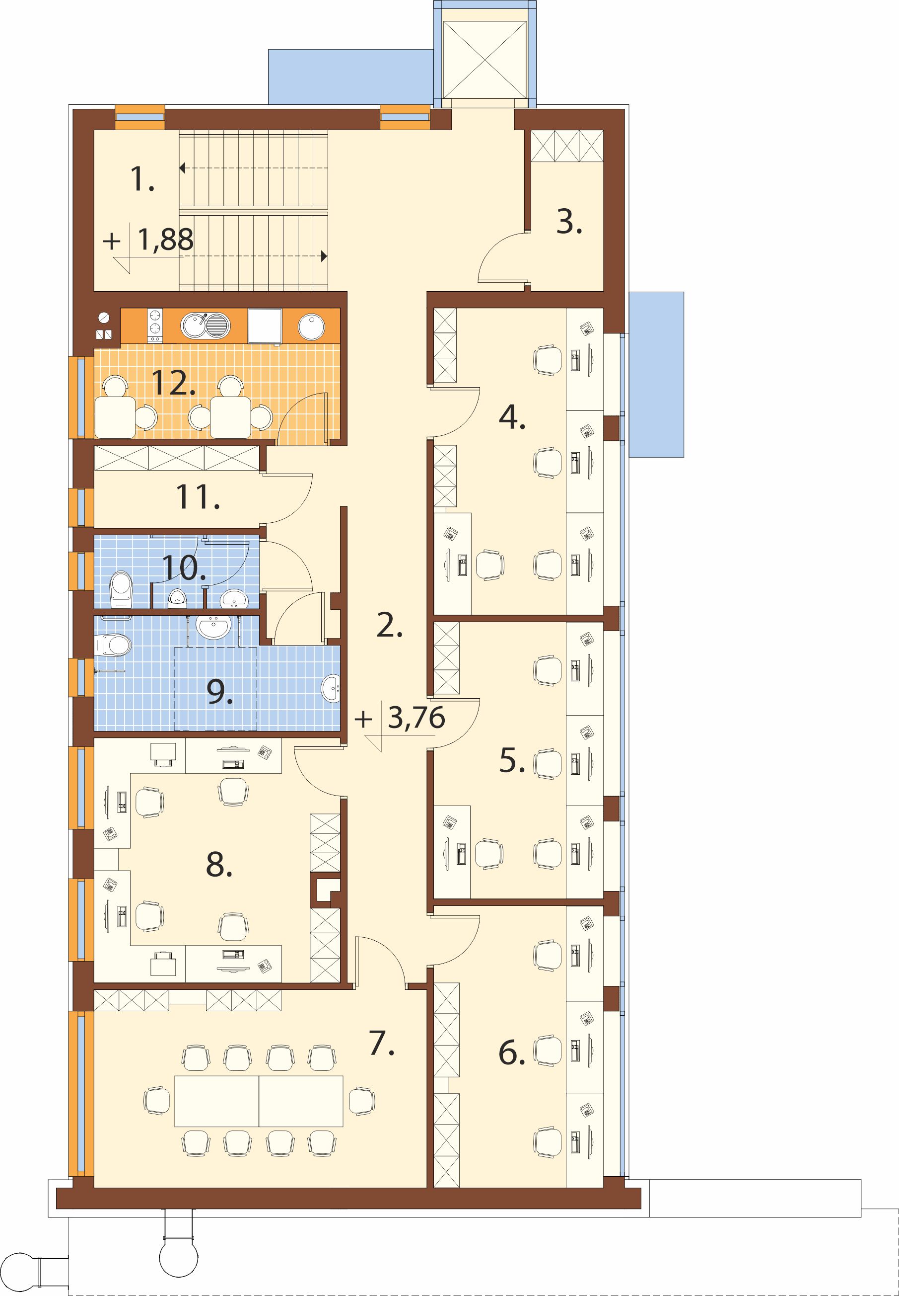 Projekt budynku biurowego K-179 - rzut I piętra