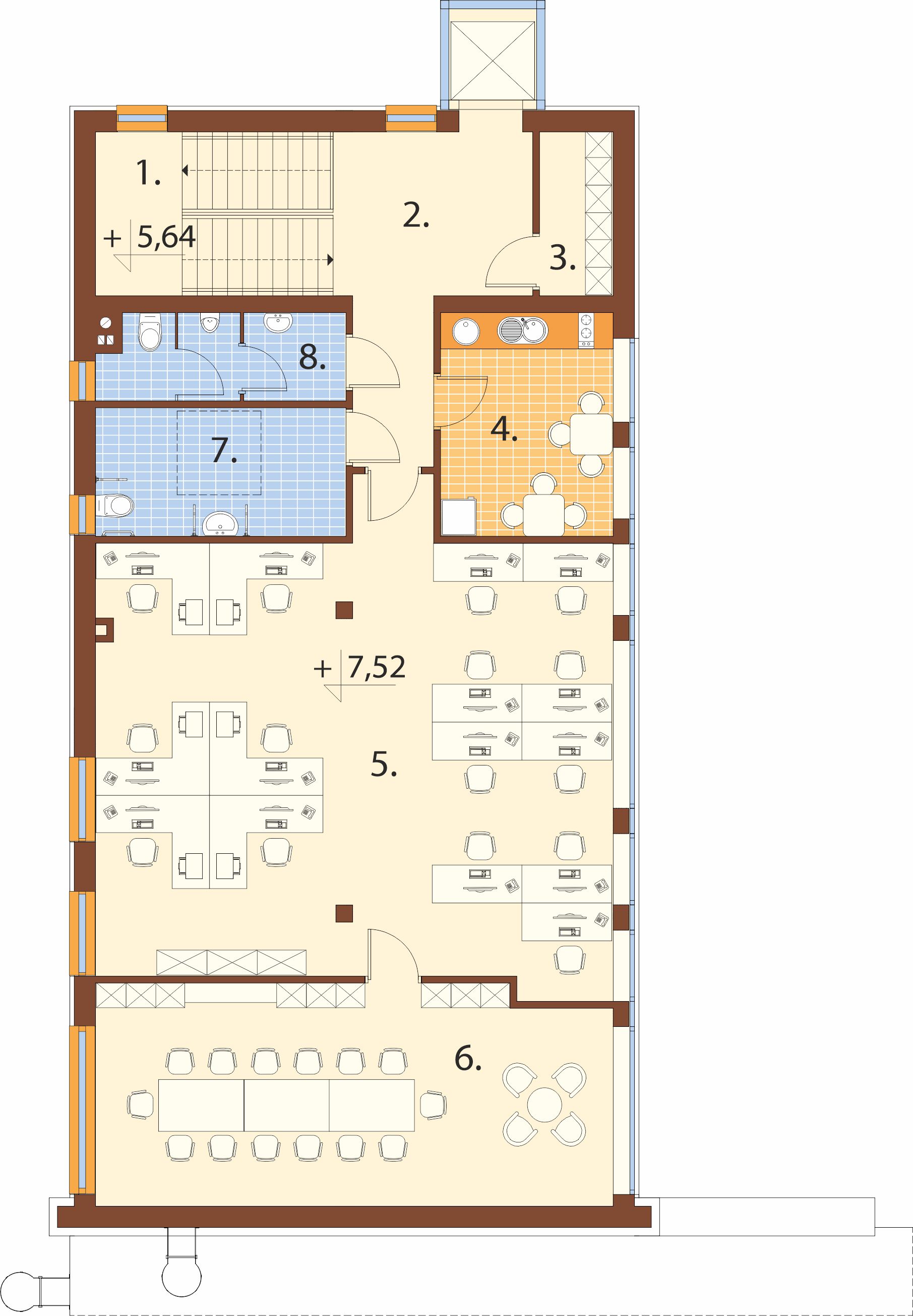 Projekt budynku biurowego K-179 - rzut II piętra