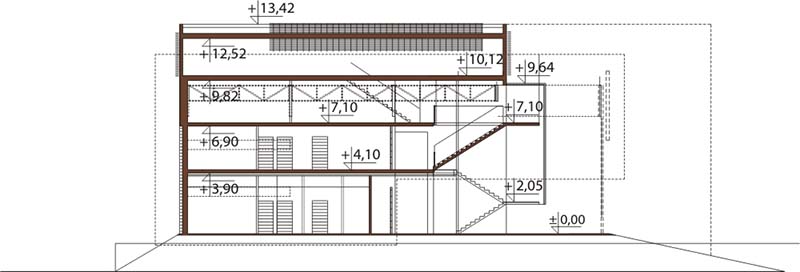 Projekt salonu samochodowego K-63 - przekrój C-C