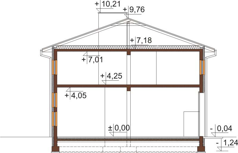 Projekt budynku handlowo usługowego K -72 - przekrój A-A