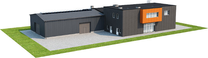 Projekt budynku usługowo magazynowo mieszkalnego K-79 - model 