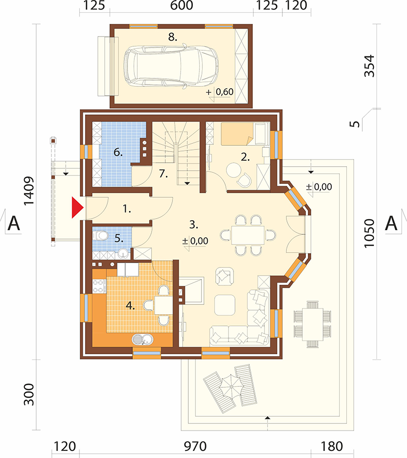 Projekt domu Zakliczyn L-6006 - rzut parteru