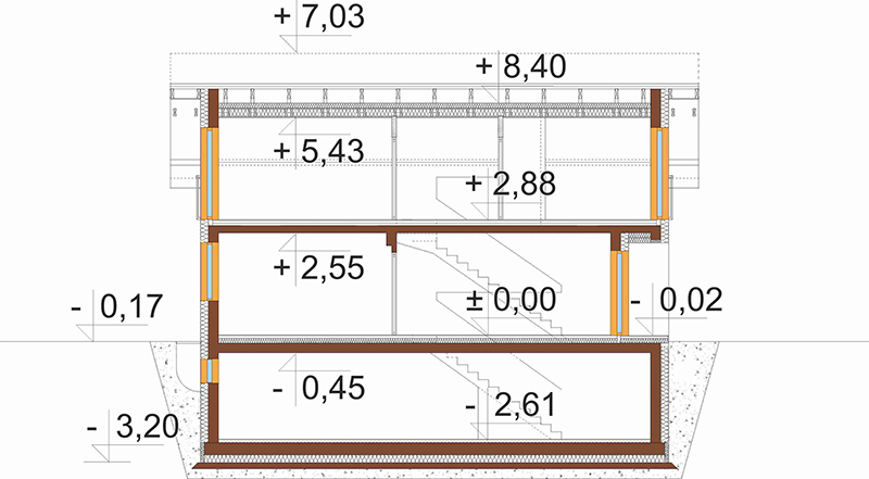 Projekt domu Bieżanowiec B L-6285 B – przekrój B-B