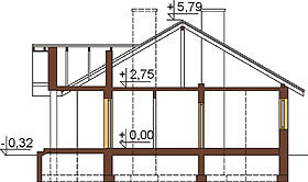 Projekt domu Wiśnicz 2 L-6292 - przekrój A-A