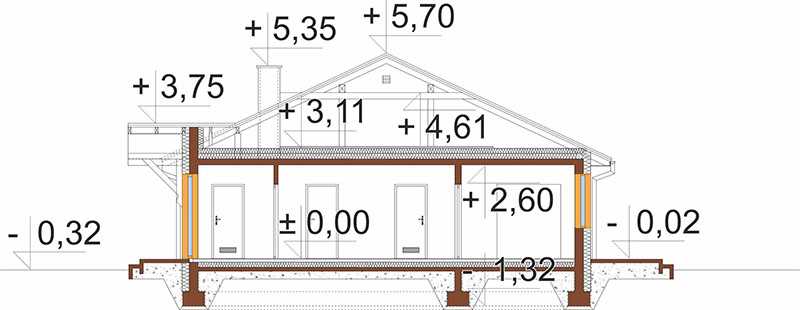 Projekt domu Branewka 2 L-6308 – przekrój A-A