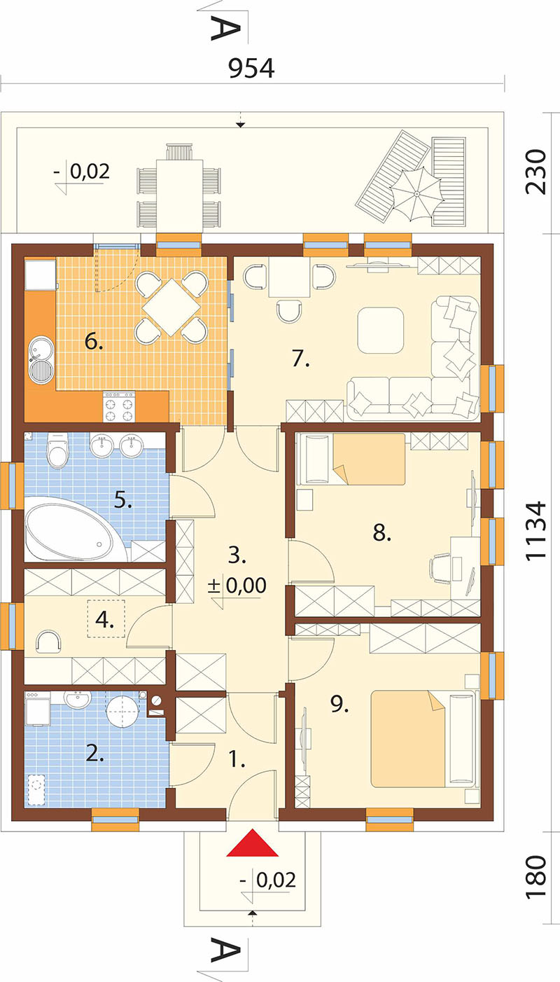 Projekt domu Branewka 2 L-6308 – rzut parteru