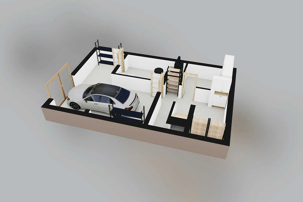 Projekt domu Kościelisko 2 B L-6324 B - rzut 3D piwnicy