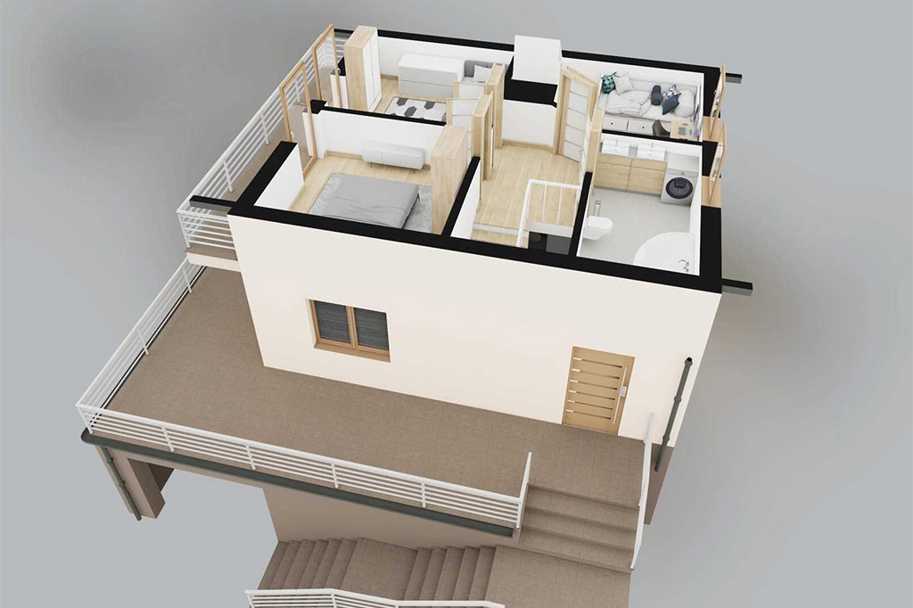 Projekt domu Kościelisko 2 B L-6324 B - rzut 3D poddasza