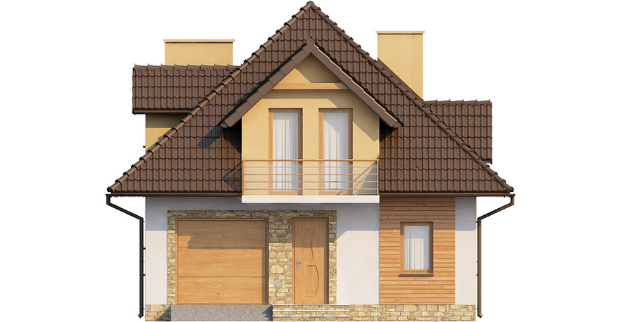 Projekt domu Wiślanów 2 L-6363 - elewacja frontowa