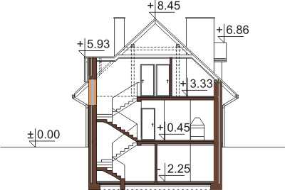 Projekt domu Wiślanów 2 L-6363 - przekrój A-A