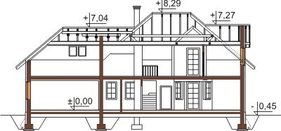 Projekt domu Bielany 2 L-6364 - przekrój A-A