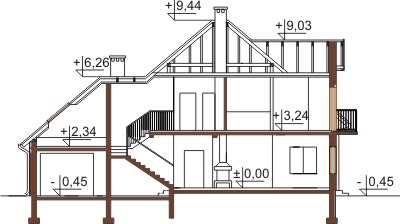 Projekt domu Rańsk 2 L-6437 - przekrój A-A