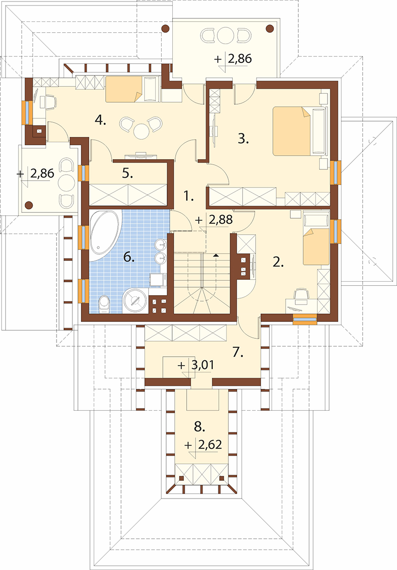 Projekt domu Pordoi Due L-6456 - rzut piętra