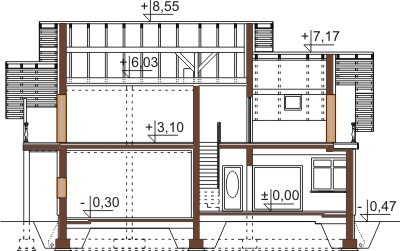 Projekt domu Cereda Due L-6465 - przekrój A-A
