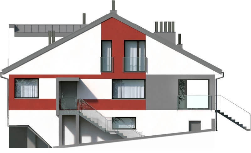 Projekt domu Swoszowice 2 L-6504 – elewacja frontowa