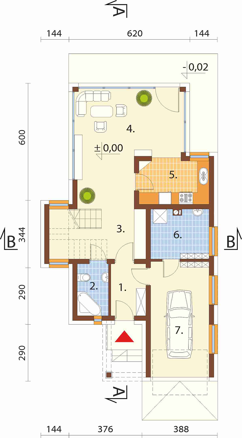 Projekt domu Proszyce 2 L-6509 – rzut parteru