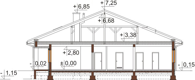 Projekt domu Miłów 2 L-6532 - przekrój A-A